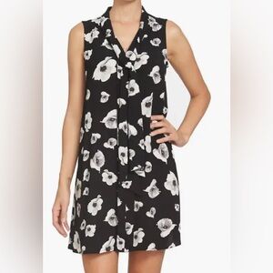Cecelia Black Floral Tie Neck Dress Size 14
